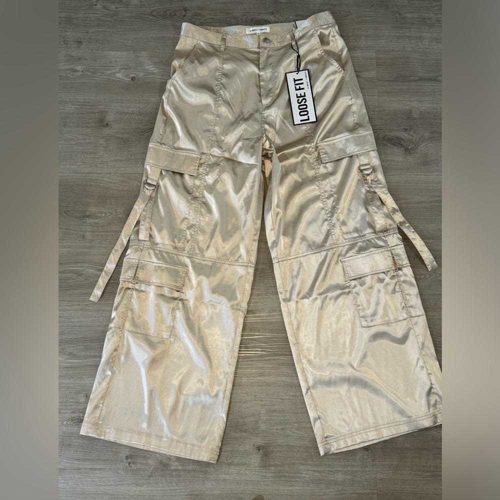 Almost Famous Satin Cargo Pants XL